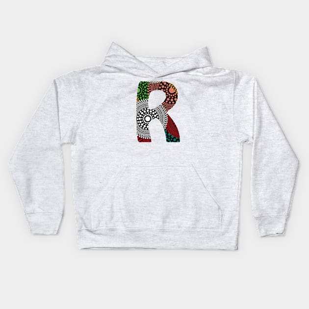 R Aboriginal Art Kids Hoodie by Food in a Can